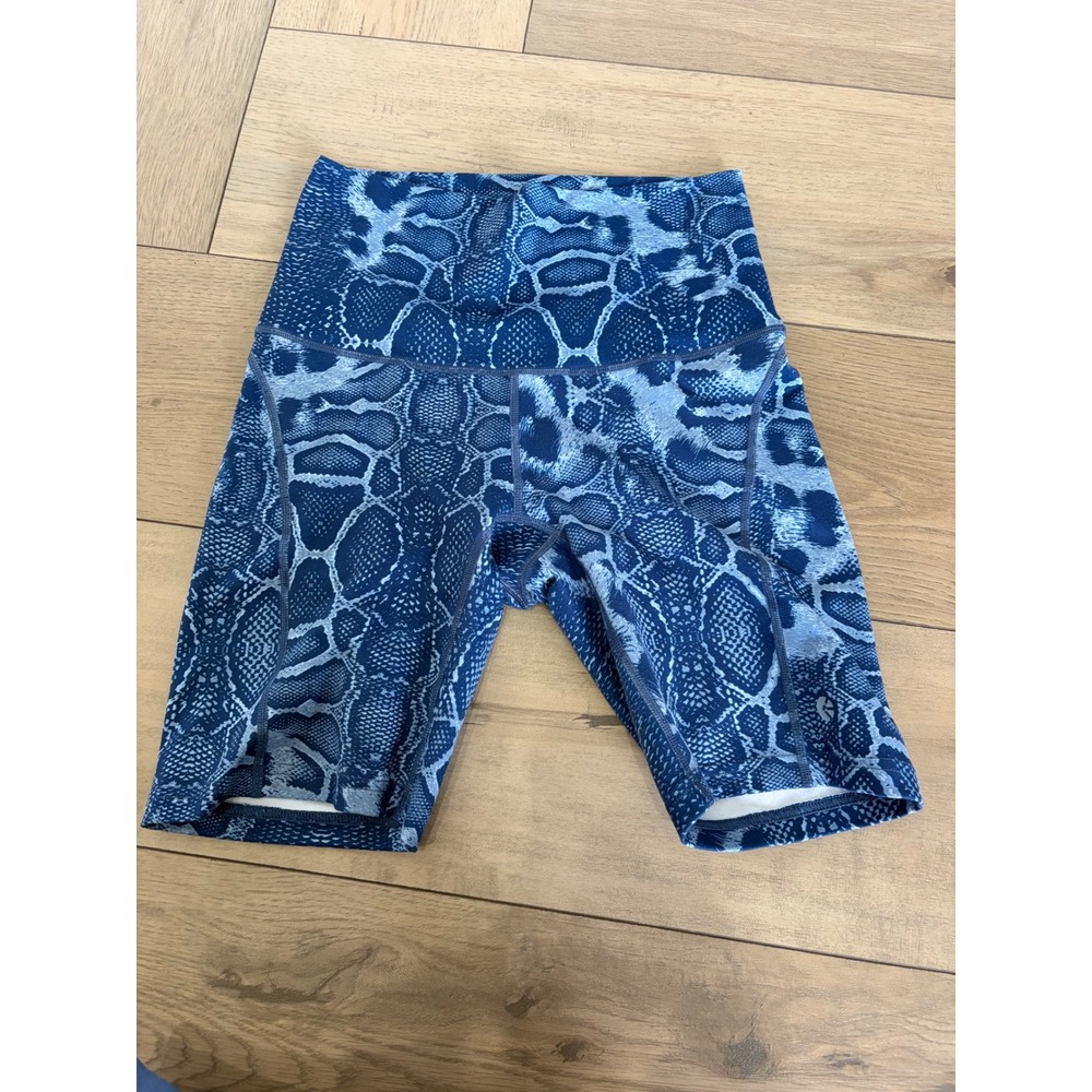 Ethika Power Flex Blue Snake Skin Biker Shorts Womens Small High Waist Active